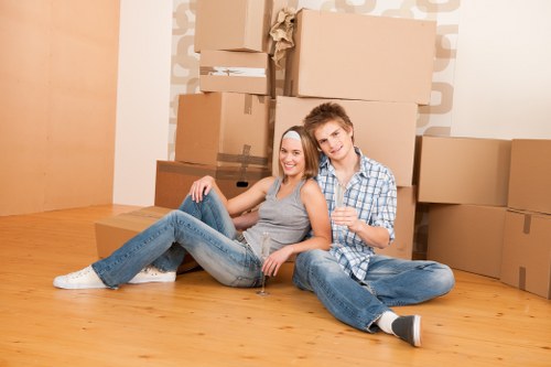 Boxes and furniture prepared for self storage in Harrow