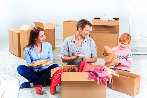 Organised boxes and furniture prepared for storage