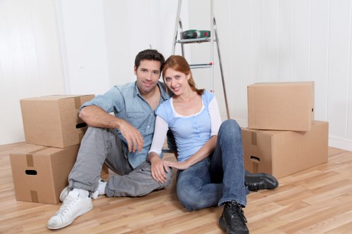 Packed moving boxes ready for local removals in Harrow